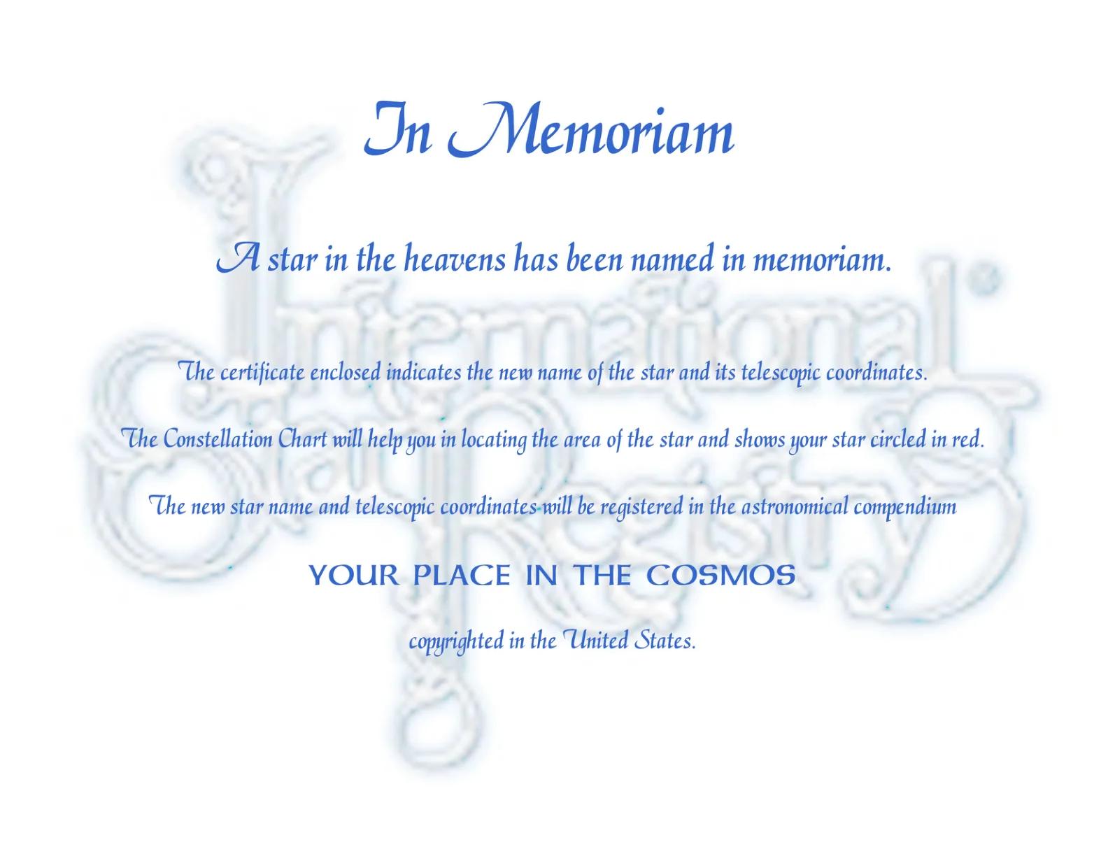 Memorial Certificate