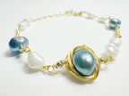 Blue and white pearl bracelet with lapis lazuli for Bazi Water element harmony