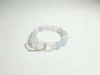 Blue and pink dreamy bracelet with rose quartz and blue lace agate for Bazi Water-Fire balance - Baiyun Temple consecrated