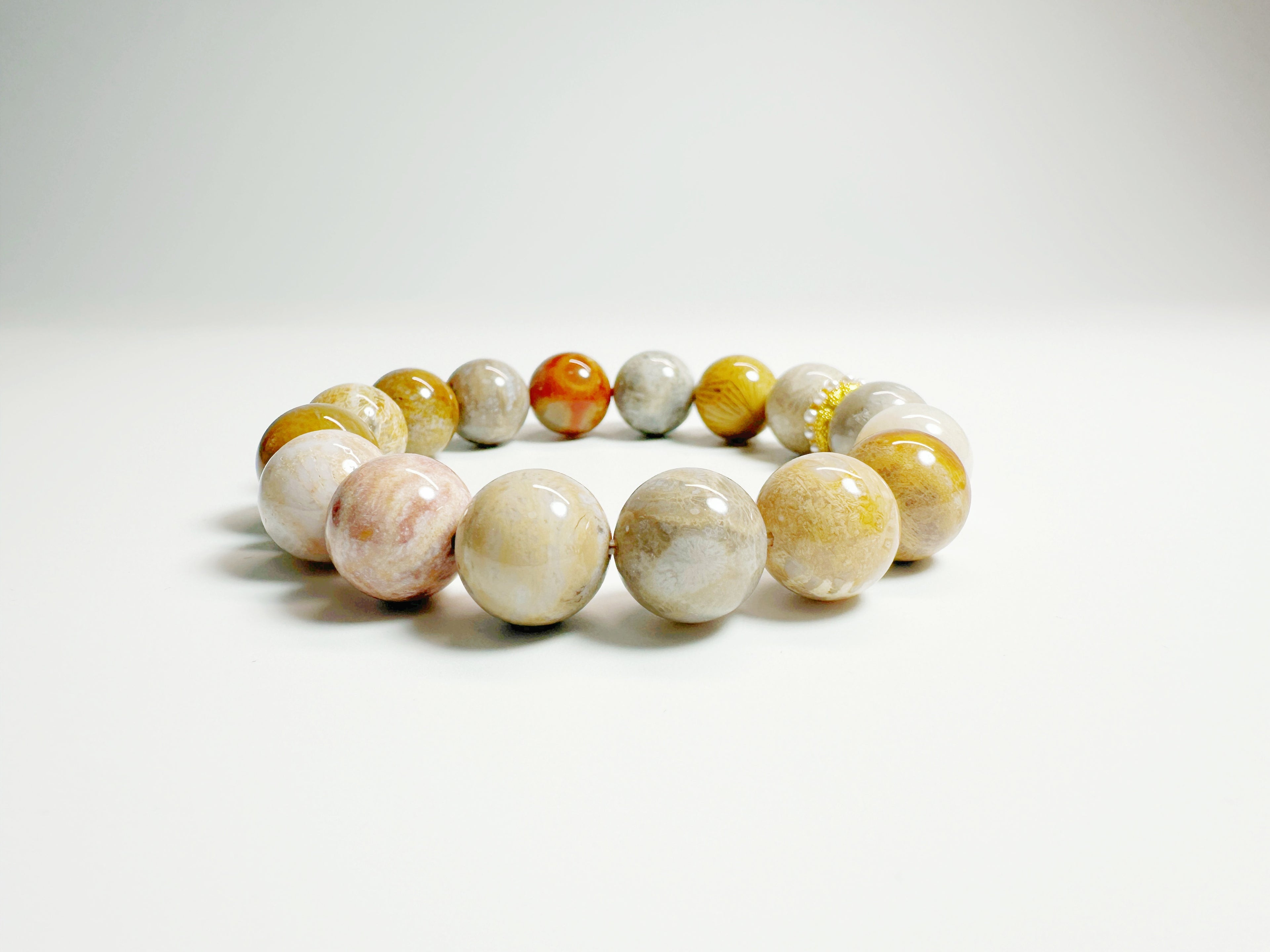 Feng Shui multicolored metaphysical bracelet with labradorite and Coral Stone - emotional harmony energy