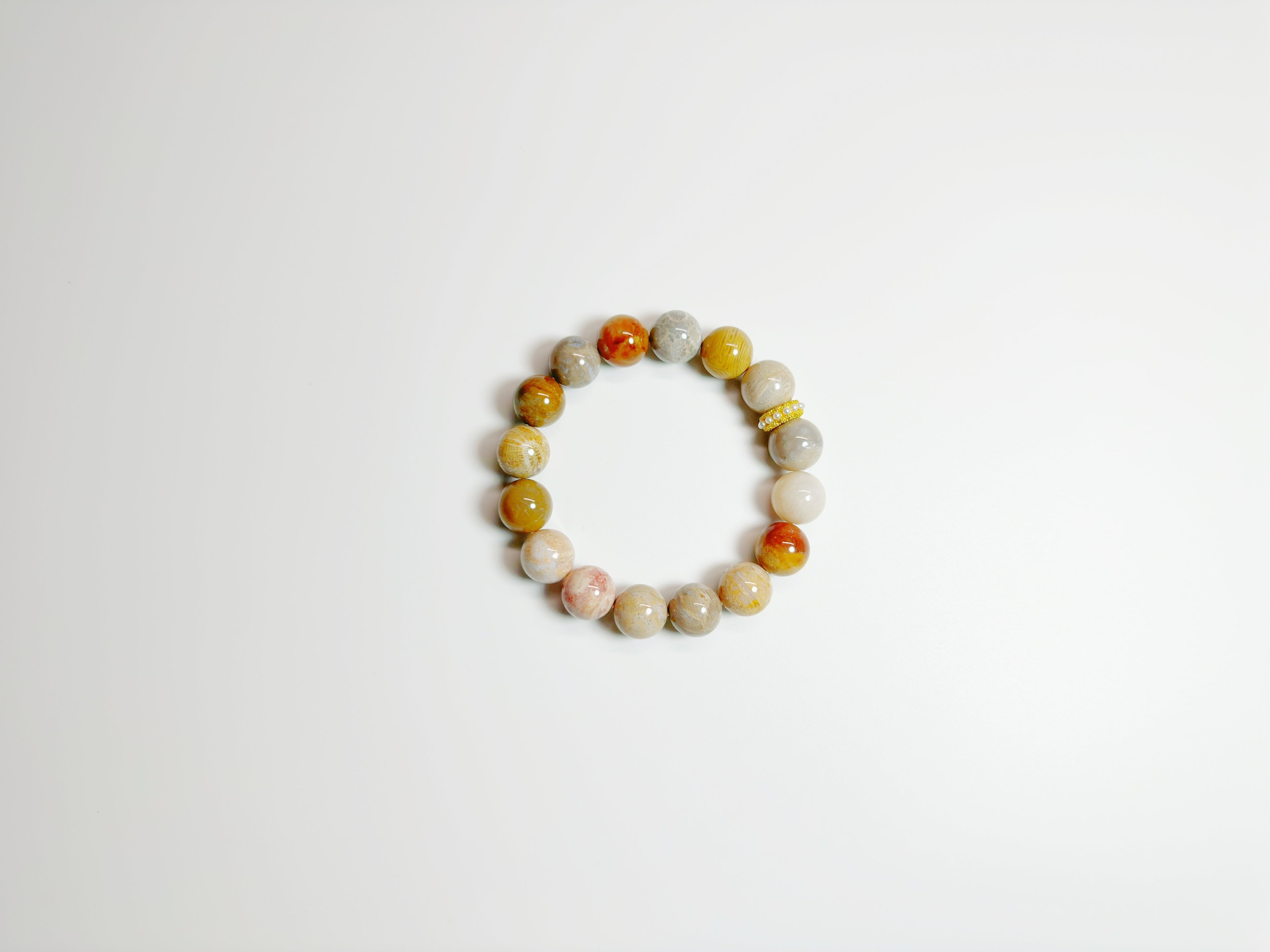 Feng Shui multicolored metaphysical bracelet with labradorite and Coral Stone - emotional harmony energy