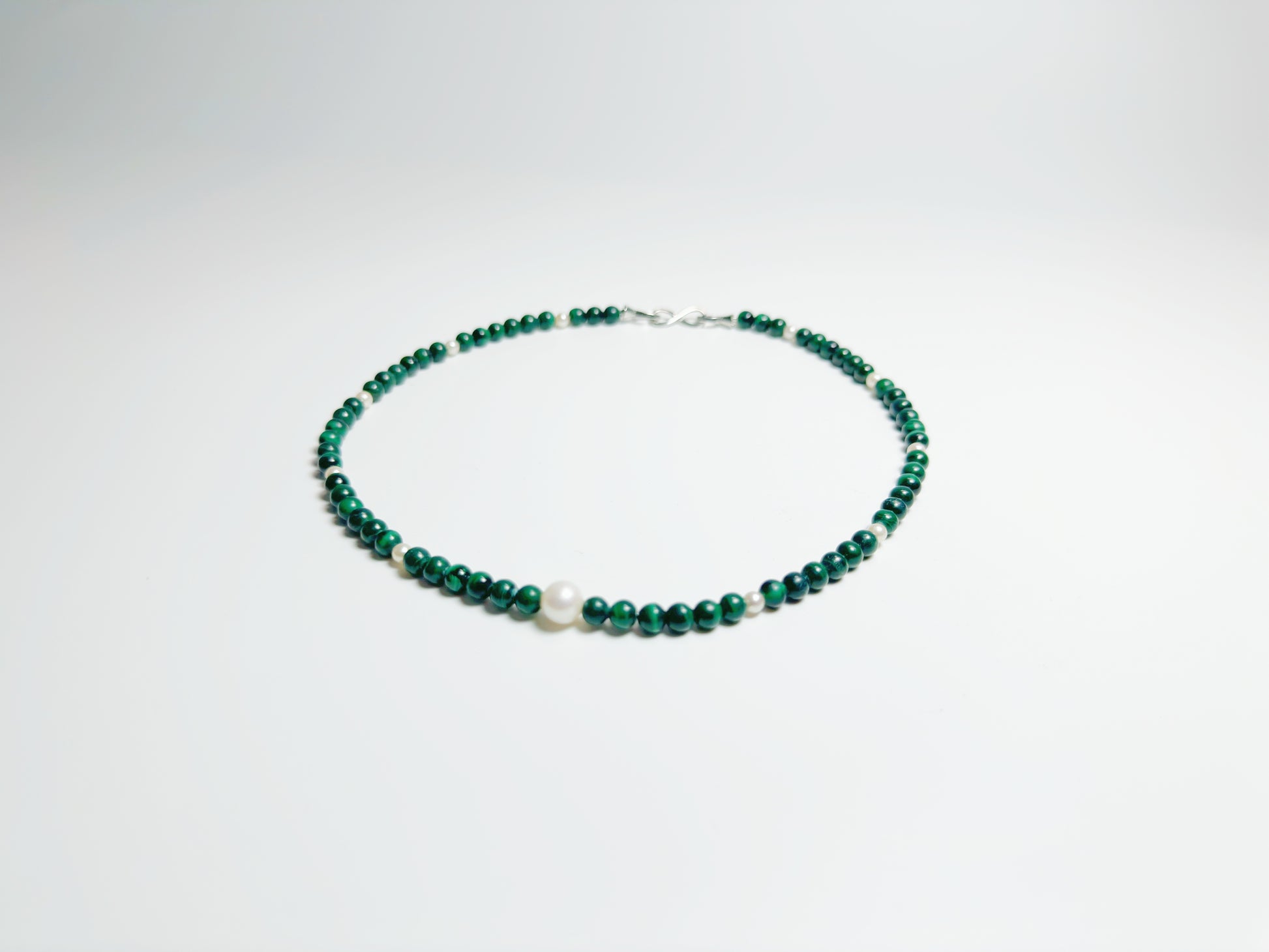The Bì(碧) – Handcrafted, Pearl & Malachite Necklace