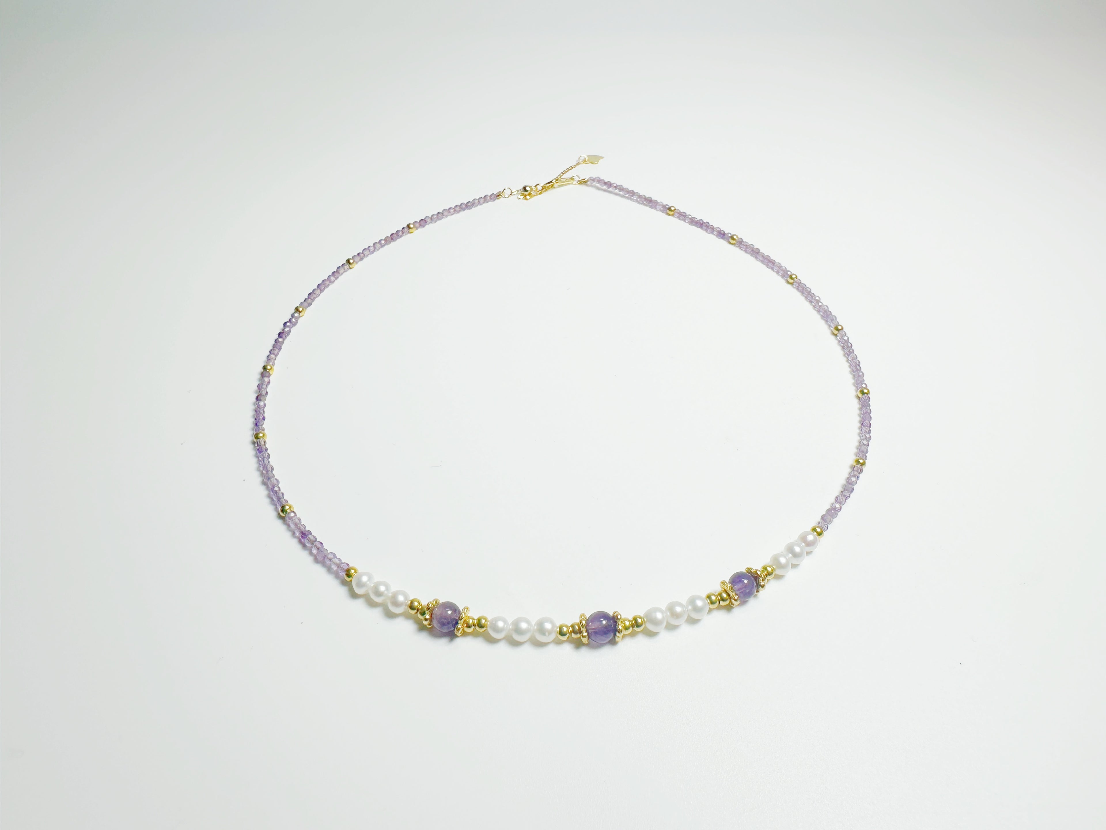Feng Shui amethyst blossom necklace with pearls for spiritual awakening - metaphysical energy jewelry