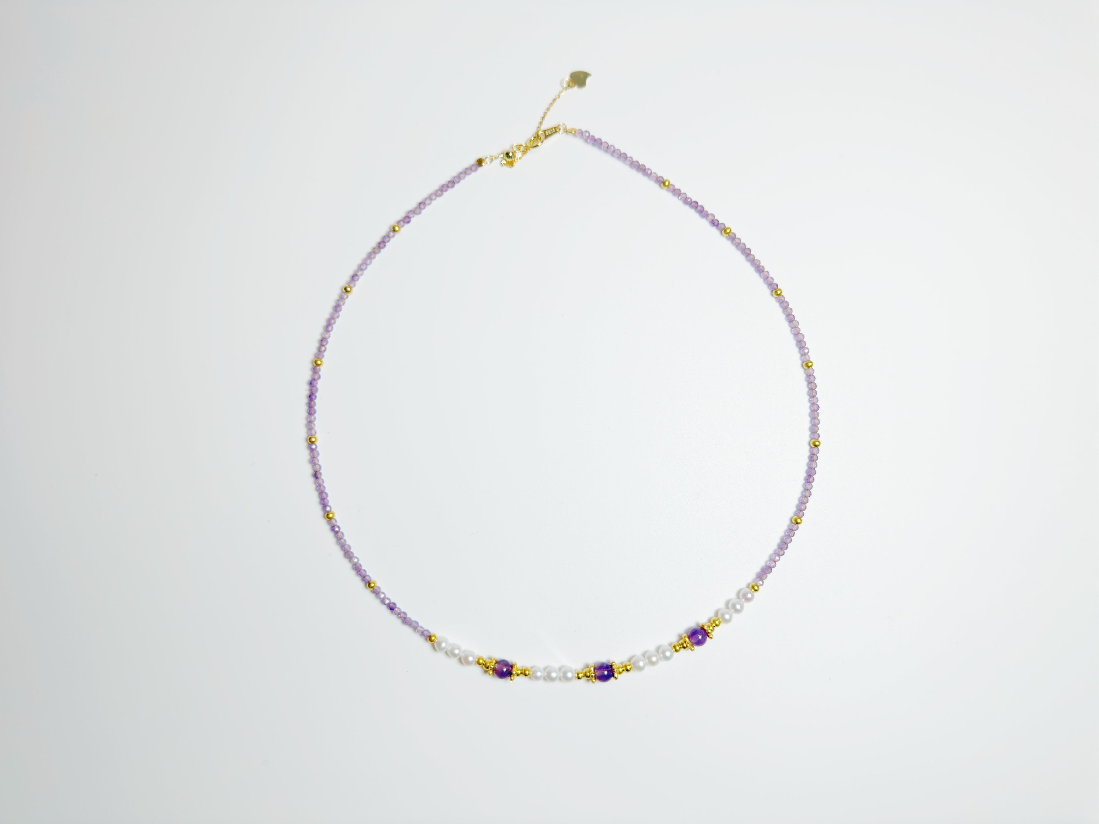 Feng Shui amethyst blossom necklace with pearls for spiritual awakening - metaphysical energy jewelry