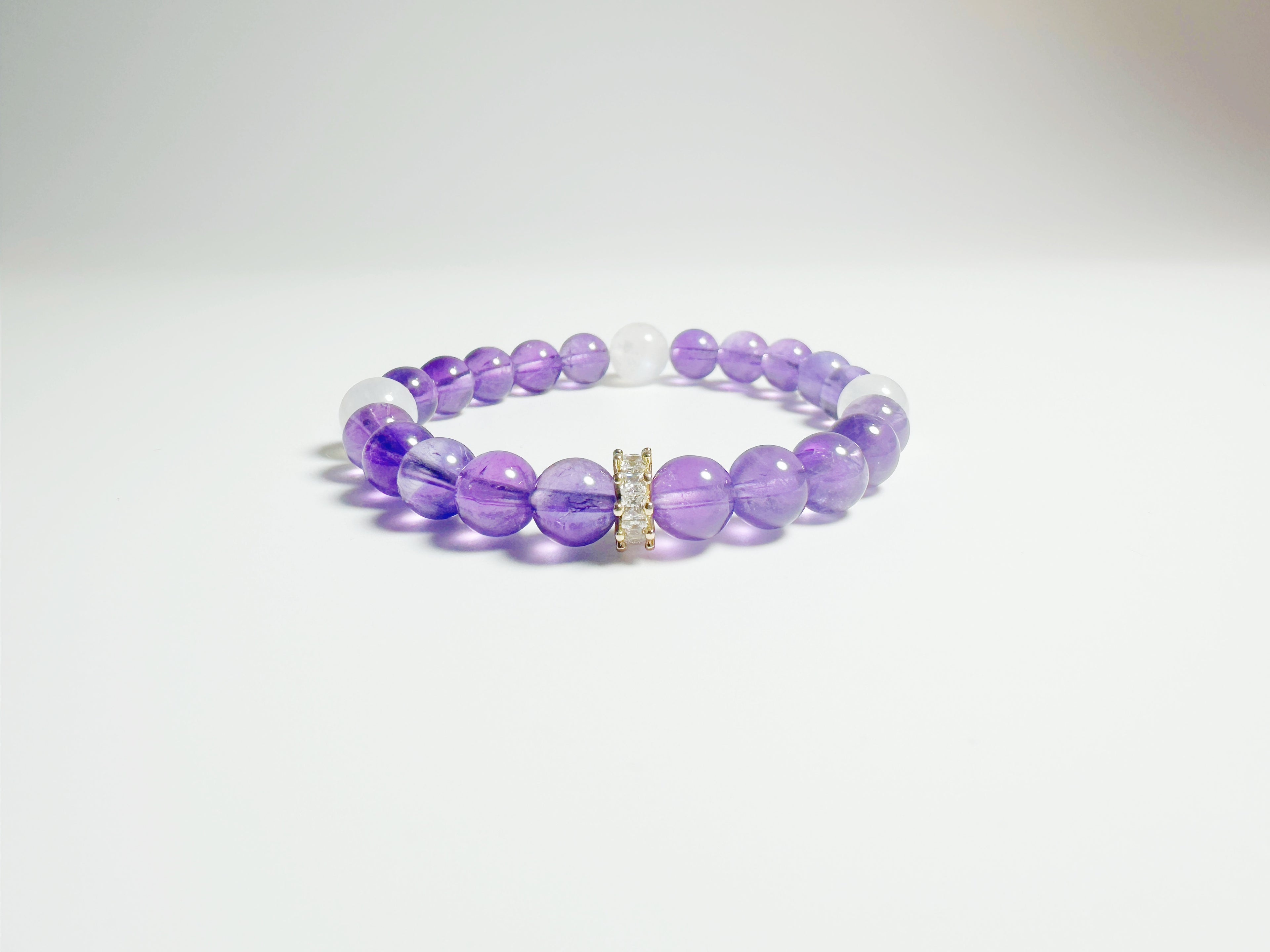 Feng Shui tranquility bracelet with amethyst, clear quartz - metaphysical stress relief jewelry"
