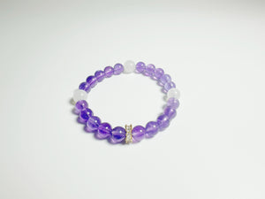 The Zǐ(紫) – Handcrafted, Moonstone & Amethyst Bracelet