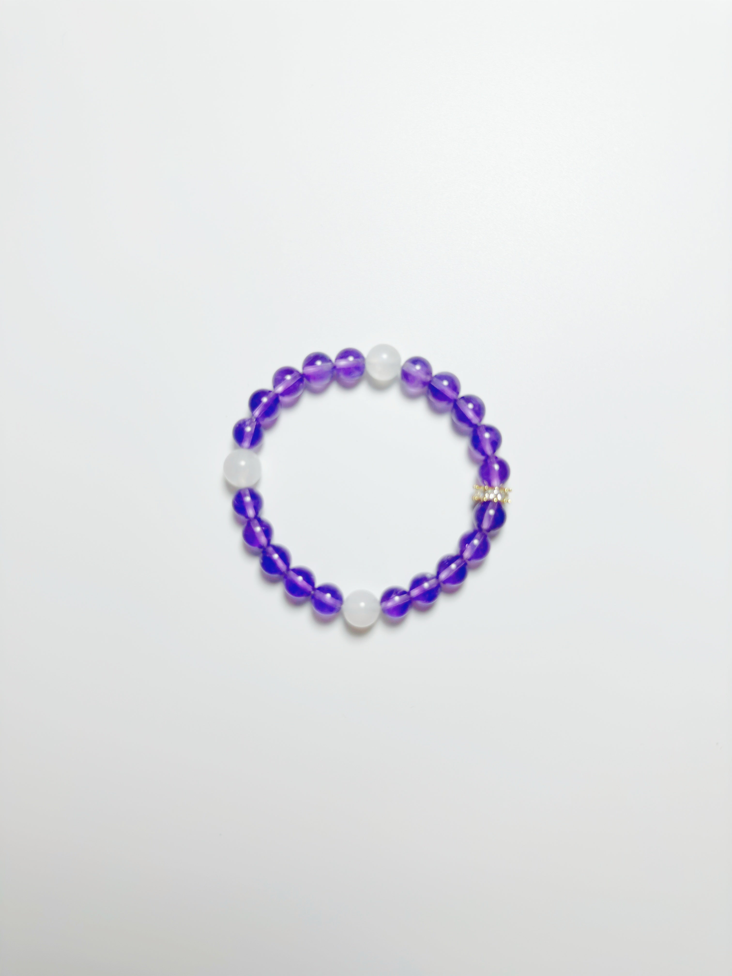 Feng Shui tranquility bracelet with amethyst, clear quartz - metaphysical stress relief jewelry