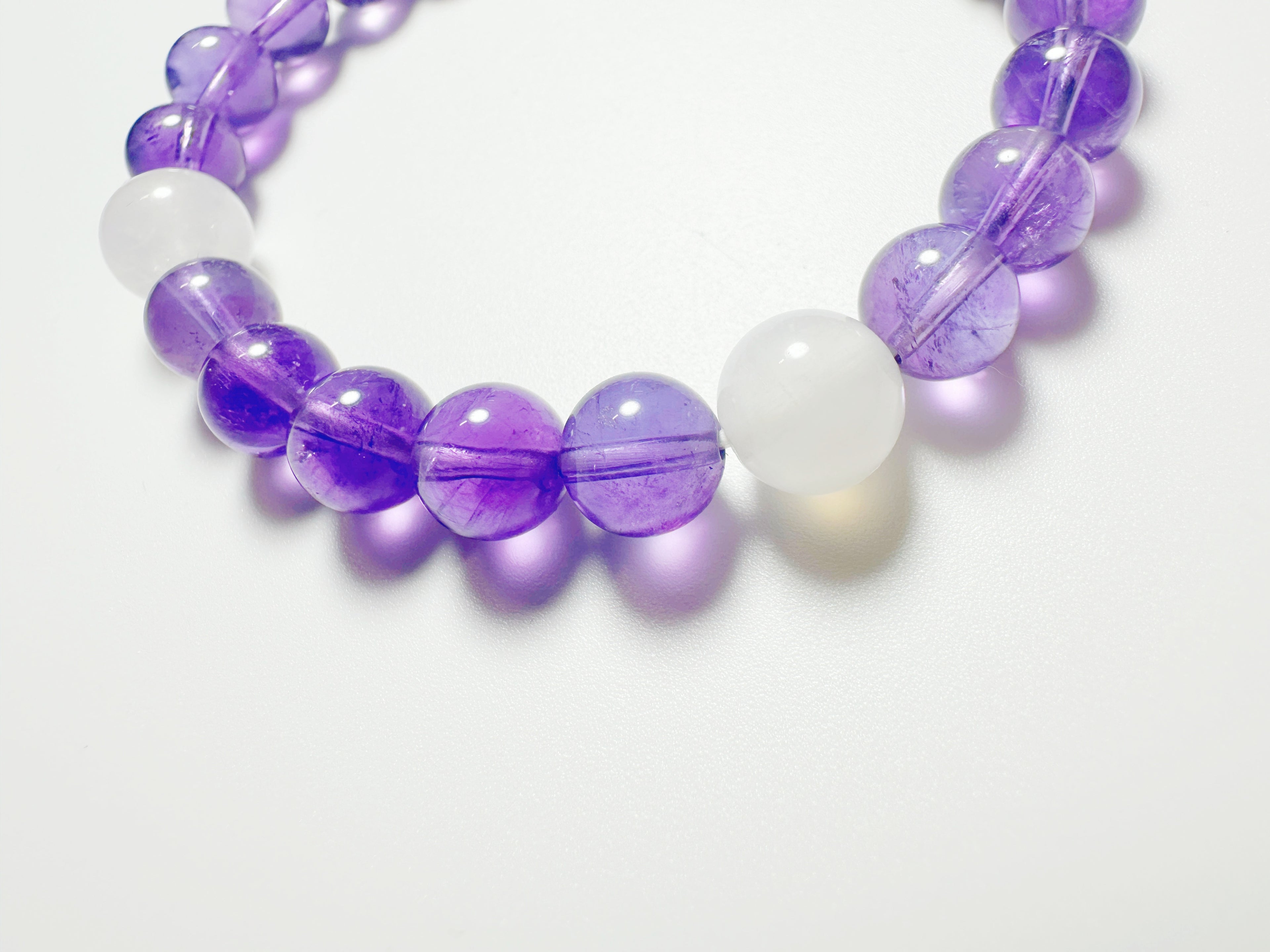 Feng Shui tranquility bracelet with amethyst, clear quartz - metaphysical stress relief jewelry"