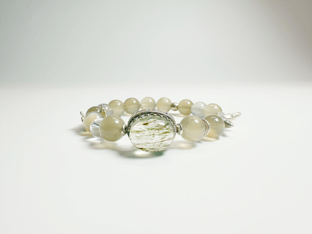 The Nuò(诺) – Handcrafted, Moonstone & Tourmalinated Quartz Bracelet