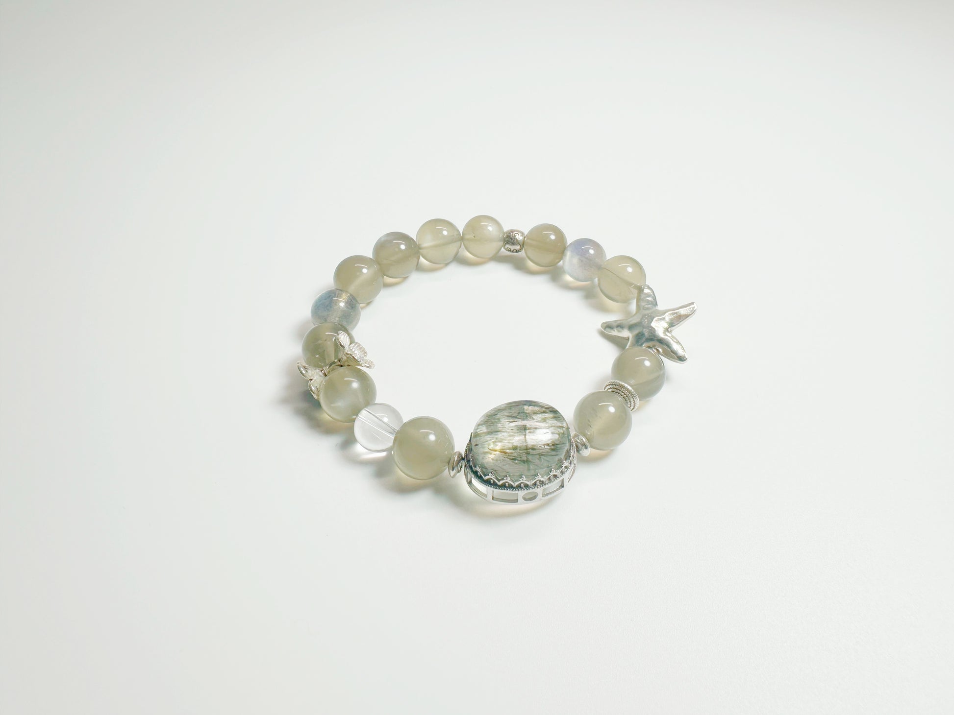 The Nuò(诺) – Handcrafted, Moonstone & Tourmalinated Quartz Bracelet