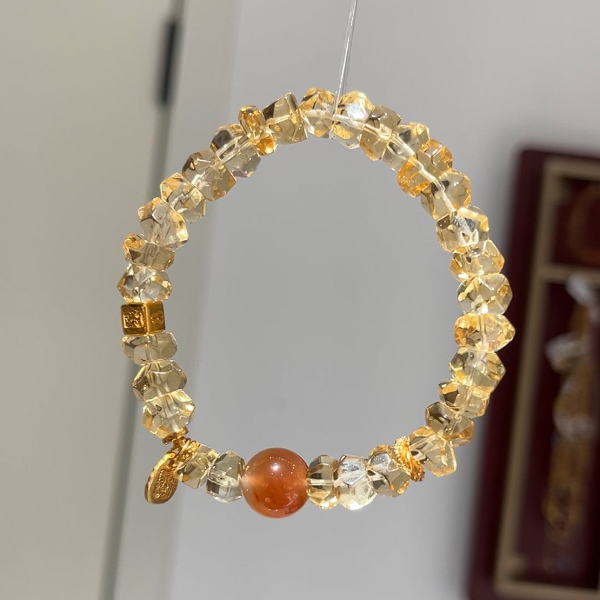 Wealth, Leadership, Creativity & Action Handcrafted Citrine and Rutilated Quartz Bracelet